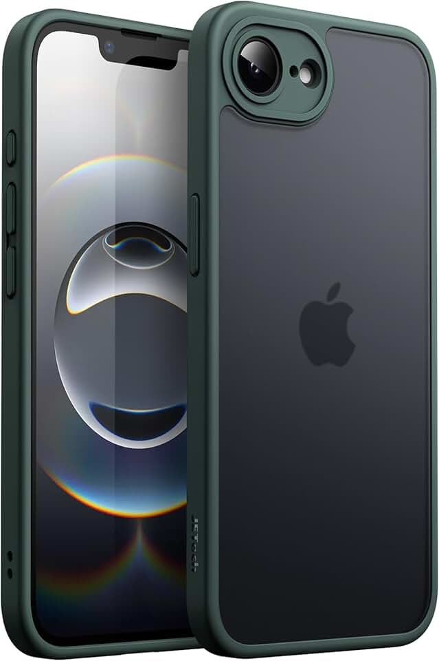 JETech Capa Matte para iPhone 16e 6,1 Polegadas 2025, Case Proteção Contra Quedas de Nível Militar à Prova de Choque, Capinha Traseira Translúcida Fosca, Anti-Impressão Digital (Verde Escuro)