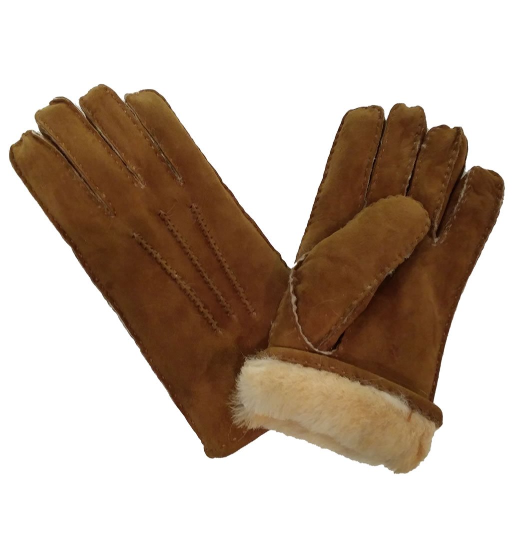 Guanti da donna in montone al 100%, color marrone chiaro