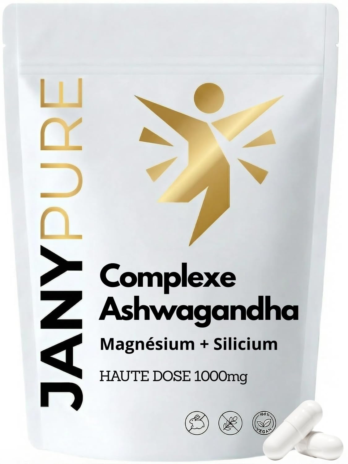 Cortisol Manager Ashwagandha COMPLEXE 1000mg gélules Cure detox balance Cortisole traitement 1 Mois Régulation Stress Test Anxiété Sommeil Plante Anti-Stress Perte de Poids 60 Gélules Sans Gluten
