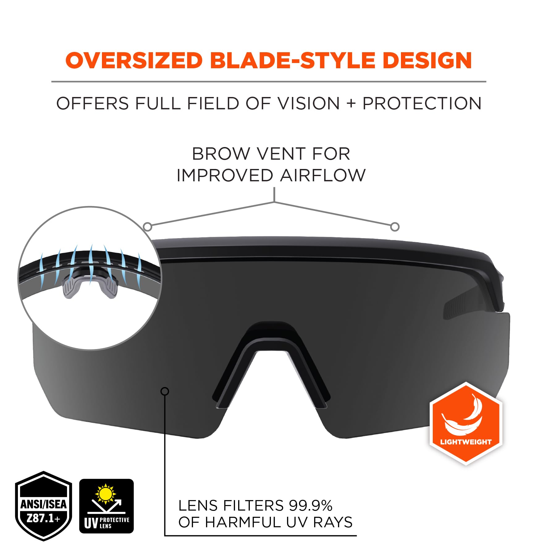 Ergodyne Unisex Skullerz Aegir Anti-scratch & Enhanced Anti-fog Safety Glasses, Sunglasses AFAS Schutzbrille (1er Pack)