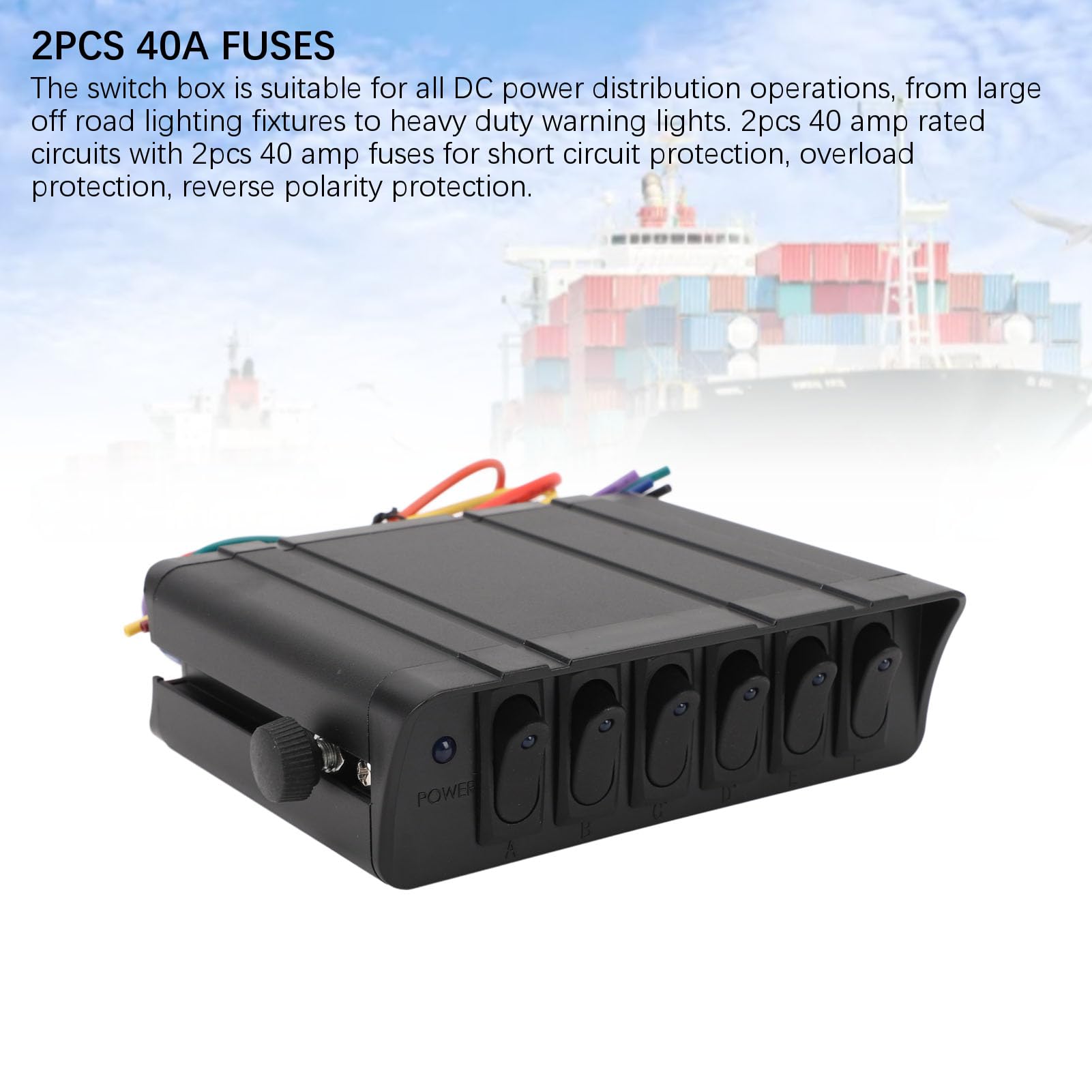 Skrzynka z Przełącznikami Kołyskowymi 6-krotnym, DC 12 V do 24 V 40 Amp SPST ON/OFF Skrzynka Przełączników Dwupozycyjnych, Wodoodporny Panel Aluminiowy do Samochodów Oświetlenie