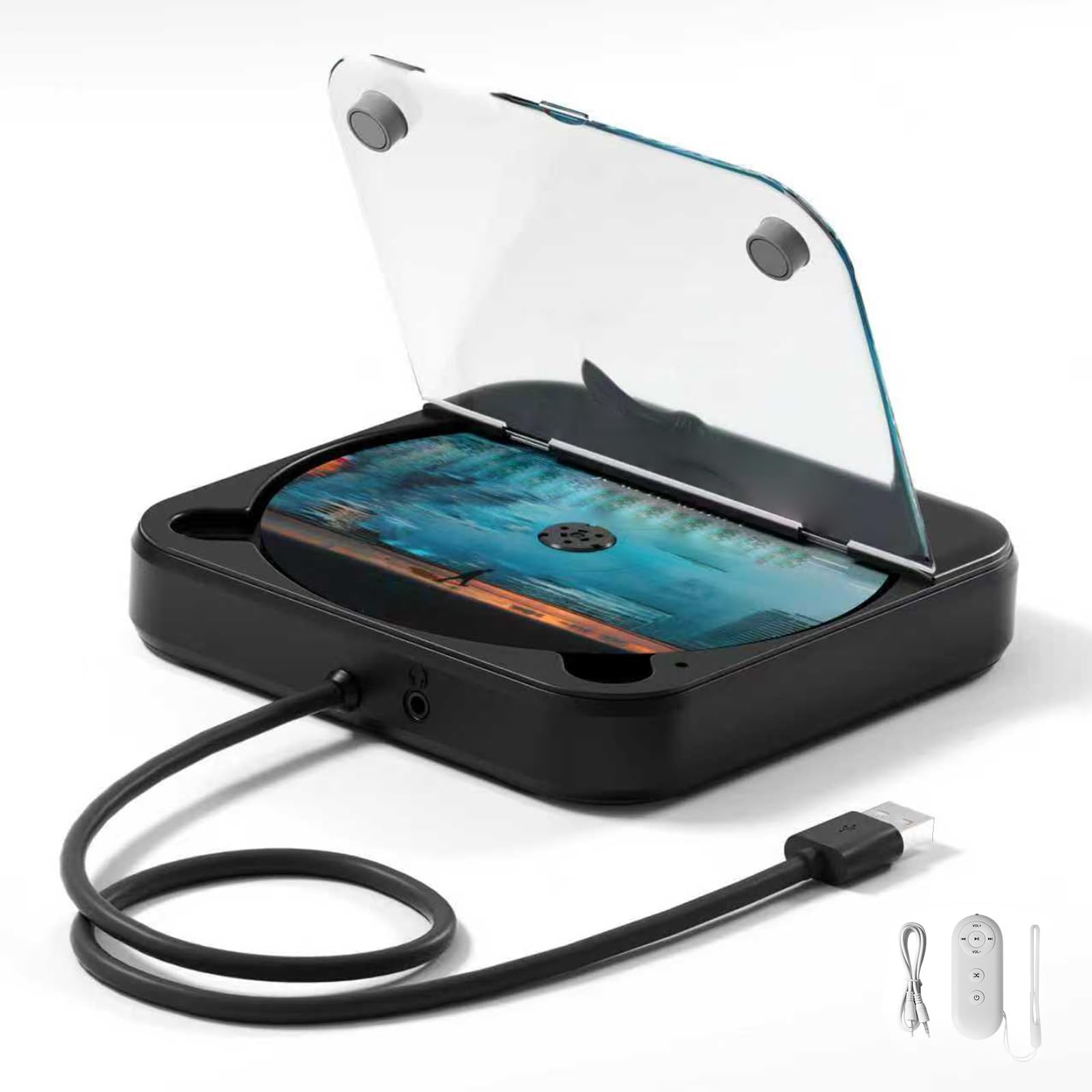 Lettore di dischi in ABS con connettività ausiliaria USB, perfetto per viaggi e pendolari