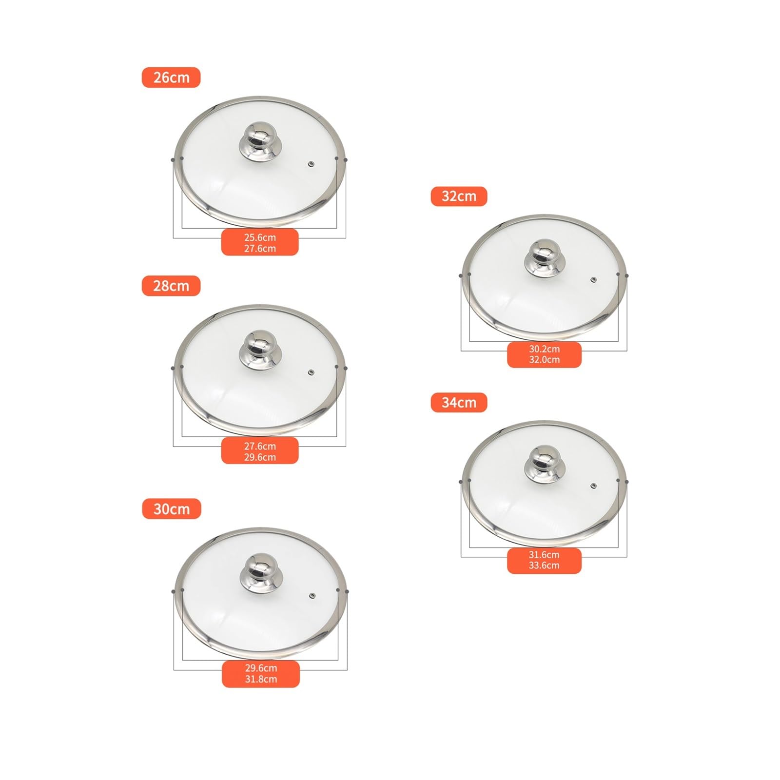 Tapas Universales Cacerola de Vidrio Templado Tapa de Sartén Tapas de Vidrio de Repuesto for Sartenes Ollas y Cazuelas Tapa Transparente Tapa de Olla Visible Tapa Universal para Ollas(32cm)