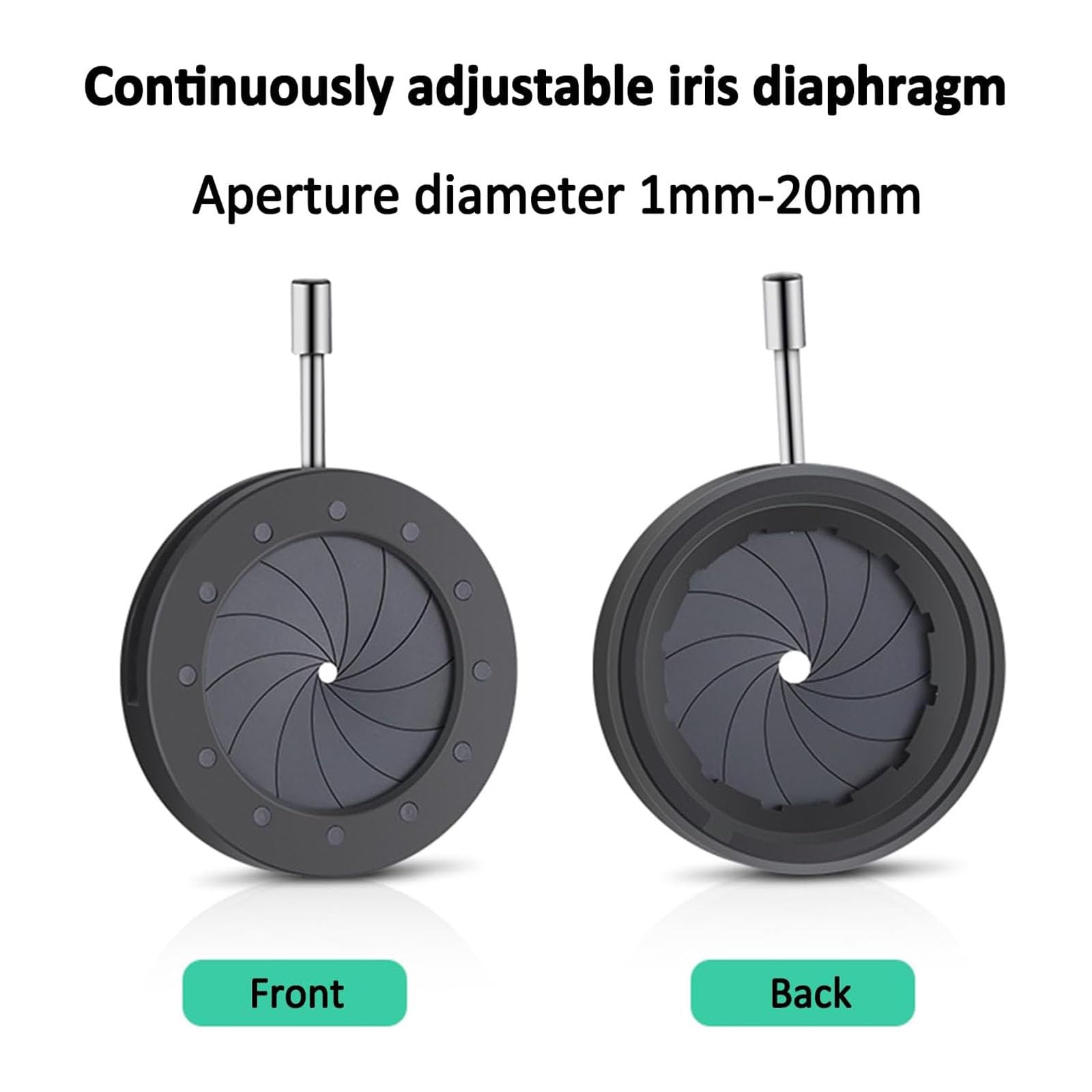Kit de diafragma de iris ajustable, 1 mm-20 mm de diámetro, adaptador de montaje M4 para instrumentos ópticos de cámara, accesorios de microscopio