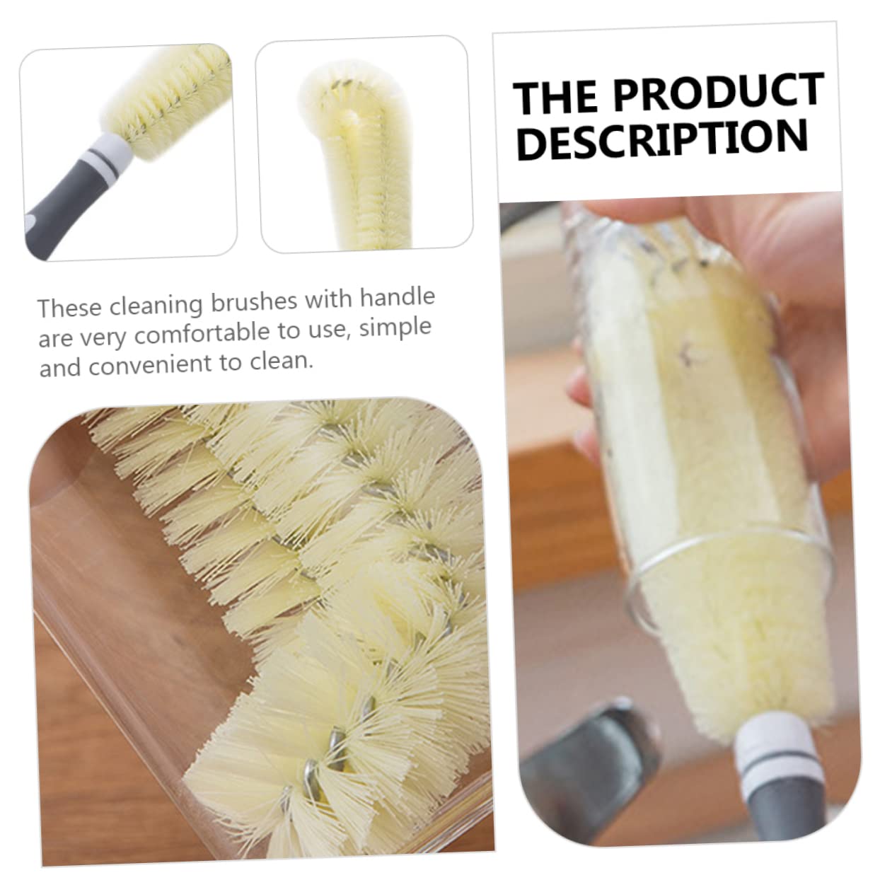 Healeved 2piezas Cepillo De Limpieza para Biberones y Tazas Herramienta Multiusos Mango para Botellas y Vasos Accesorio Práctico para Higiene del Hogar