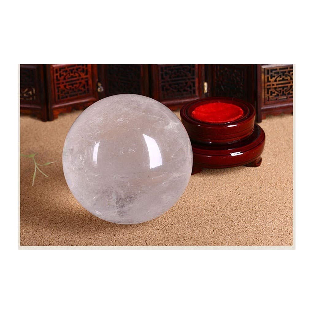 bola de cristal (en la magia occidental) Transferencia de cristal blanco natural de cristal de la bola bola de cristal con el soporte base Feng Shui bola Auspicioso Feng Shui Decoración de entrada bol