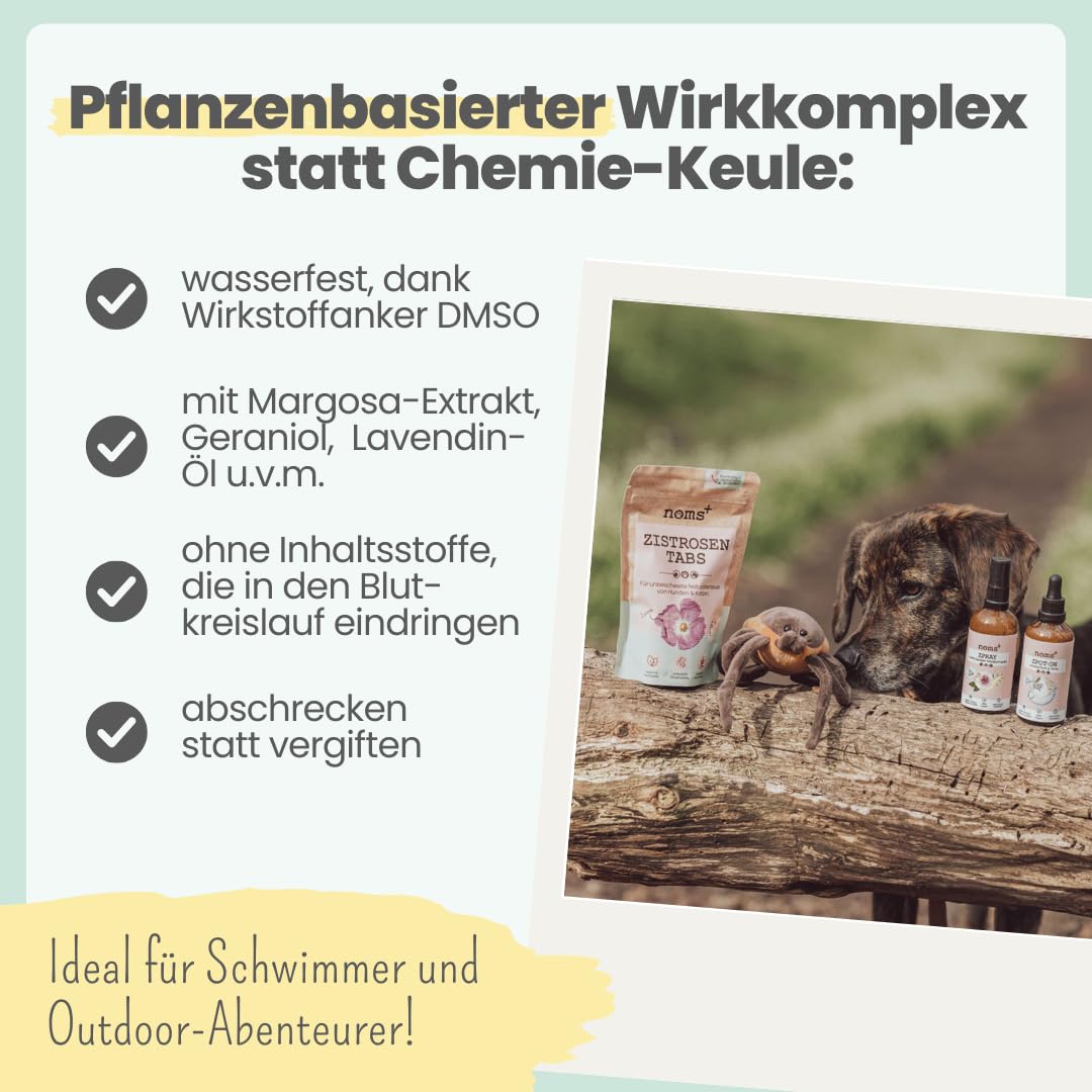 Noms+ Zpot-on wasserfestes Zeckenmittel für Hunde Jahresvorrat | Spot On mit pflanzenbasierten Wirkstoffen & DMSO | gegen Zecken, Milben, Flöhe, Sandmücken