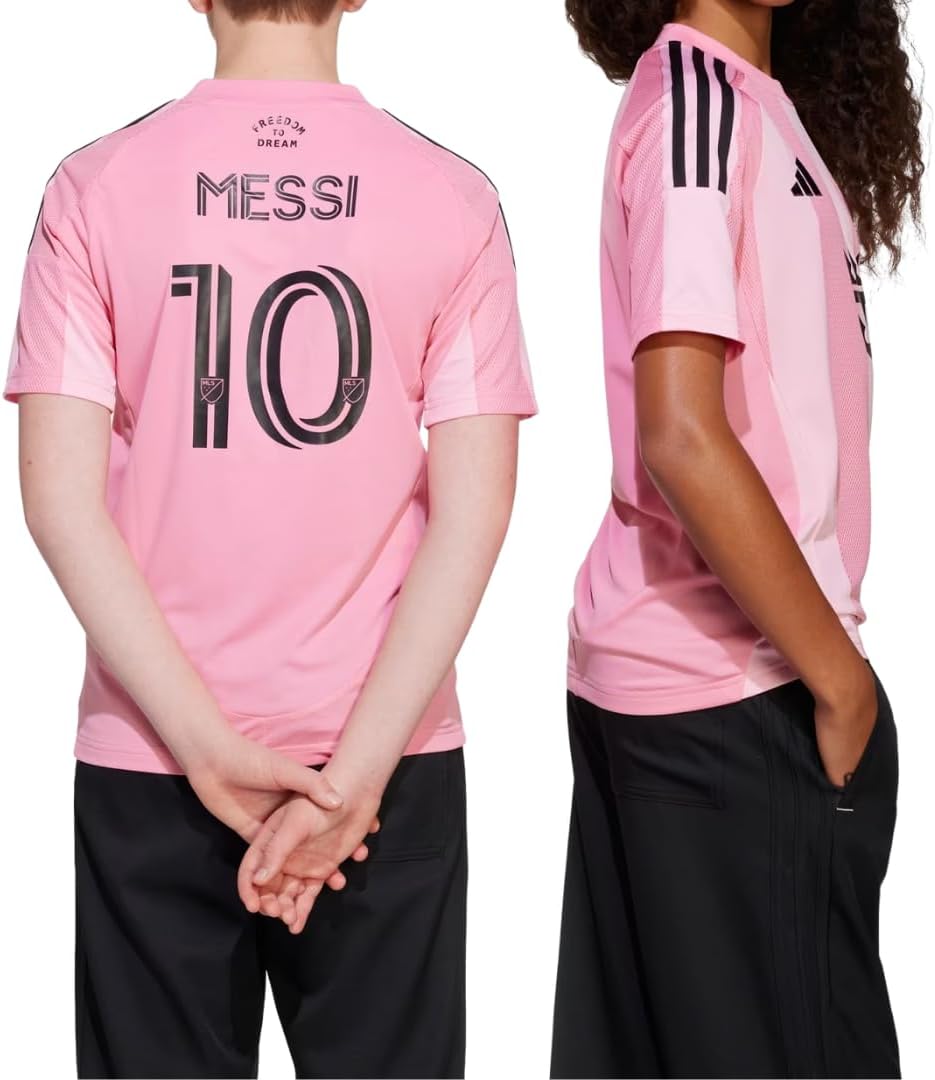 adidas Lionel Messi Inter Miami CF #10 Youth Size Player Name & Number Performance Shirt (Pink, Youth X-Large-18/20)