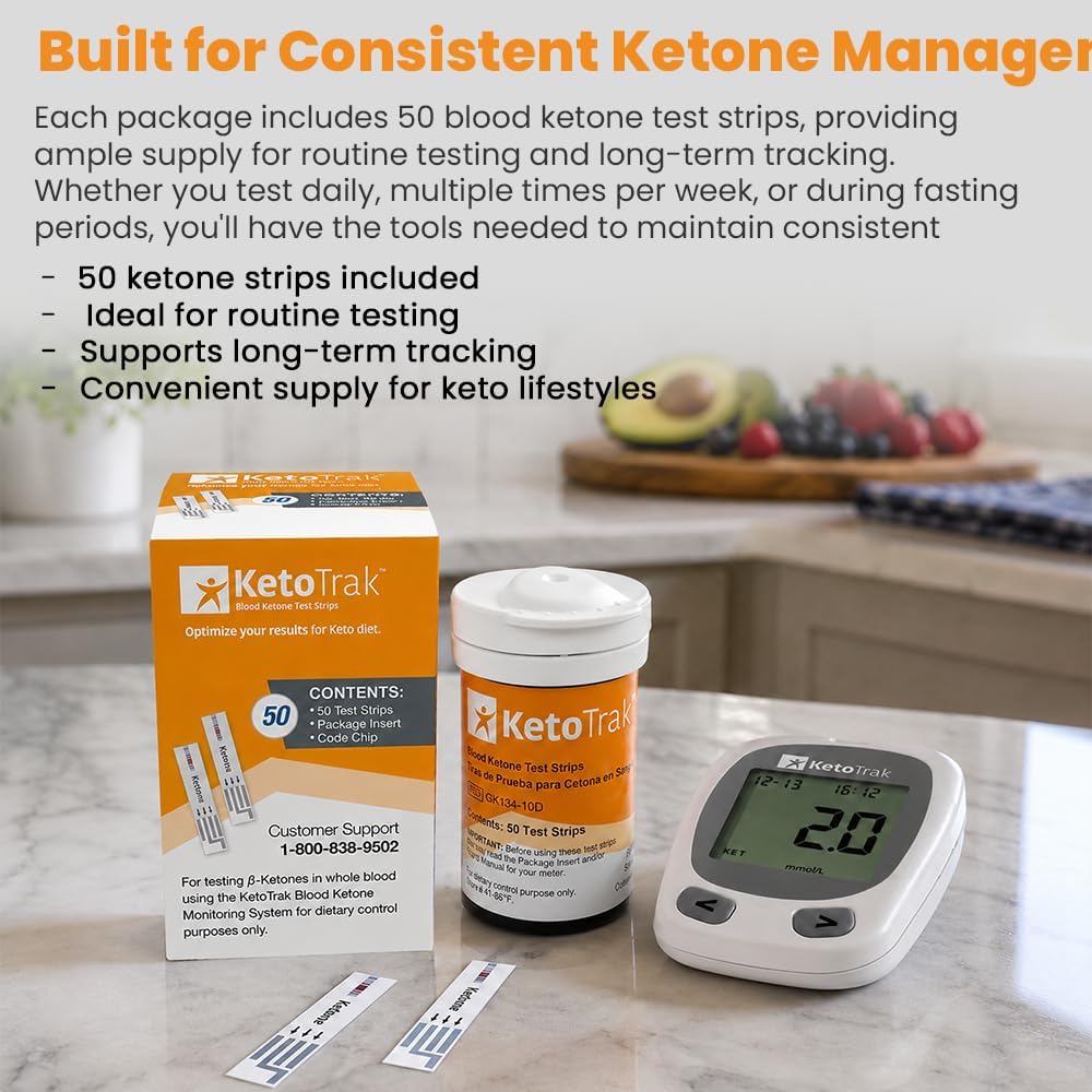 KetoTrak Blood Ketone Test Strips -50 Ketone Strips