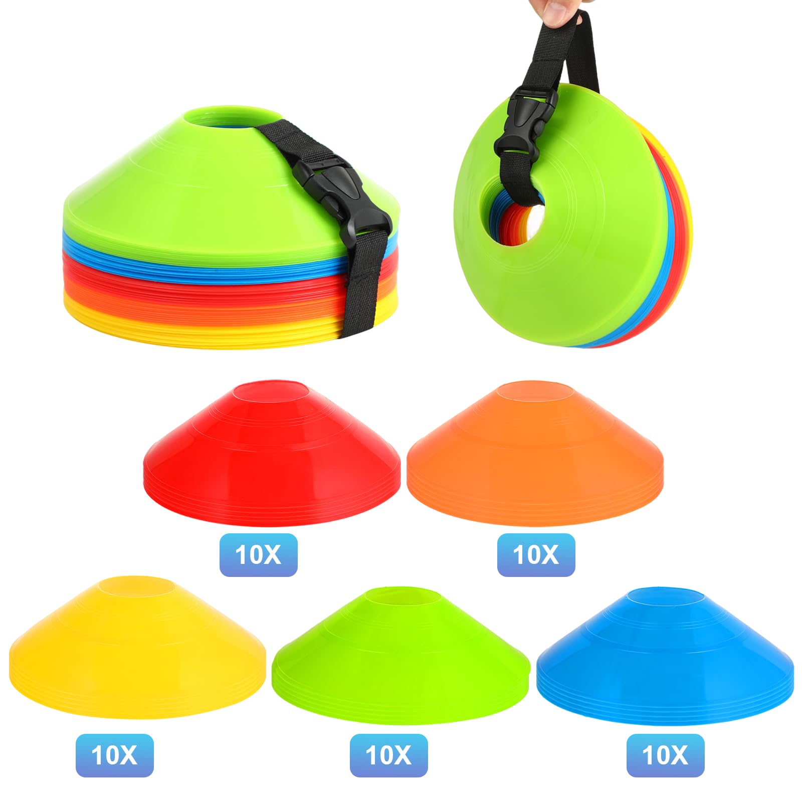Lot De 5 Disques De Signalisation Pour Entraînement Sportif - Marqueurs Ronds Antidérapants, Couleurs Vives, Football, Basket, Gym