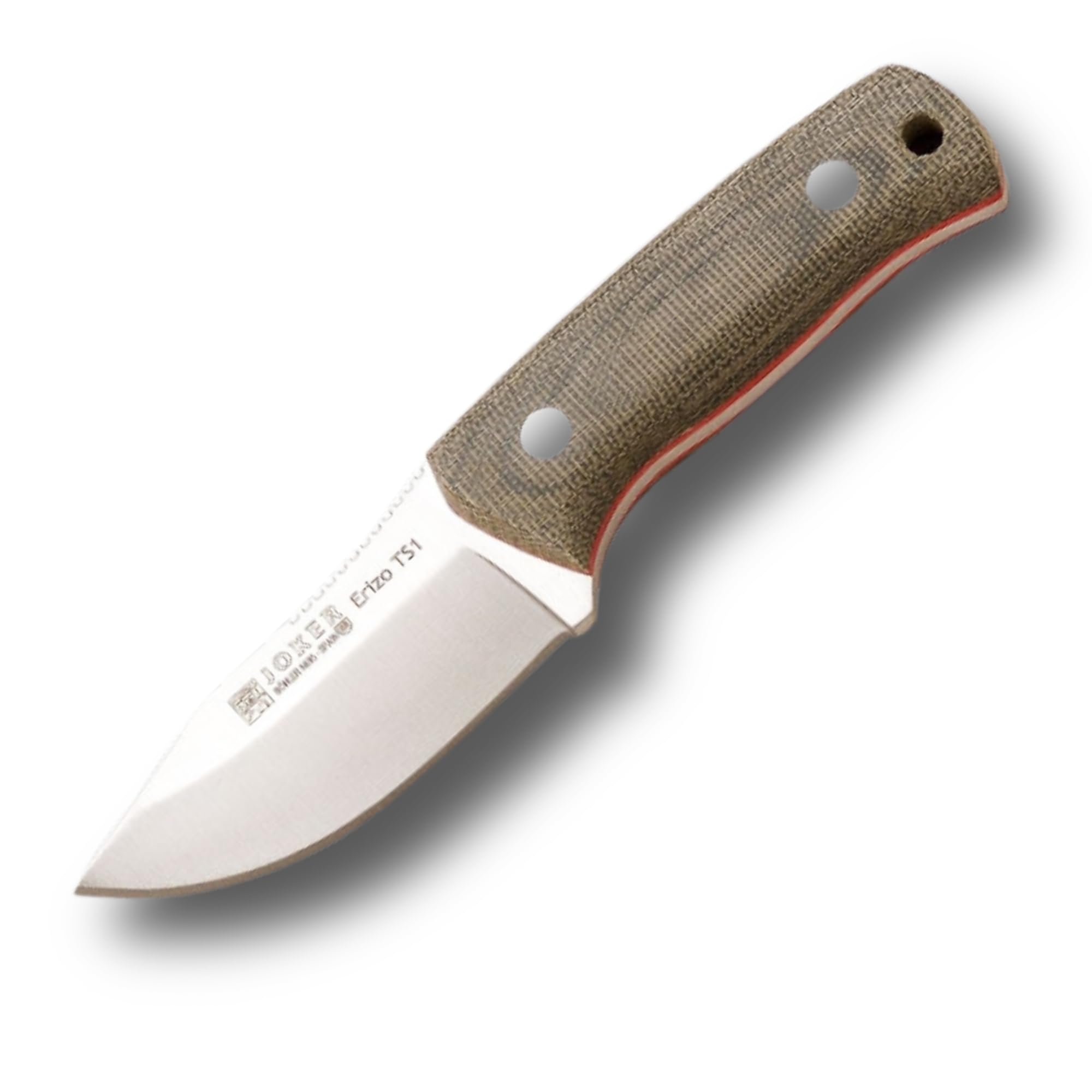 joker Coltello bushcraft hunting de böhler steel N695 e manico de canvas micarta in colore verde, lama da 7,5 cm de. Include fodero de in pelle, per la pesca, la caccia, l'escursionismo, il campeggio
