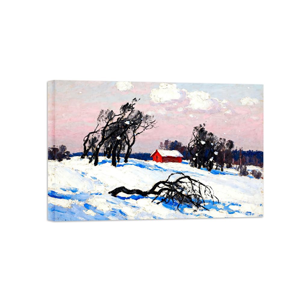 Ozpwbvy Wrapped Canvas Winter Tree Landscape Canvas Wall Art Picture 80X120cm Framed