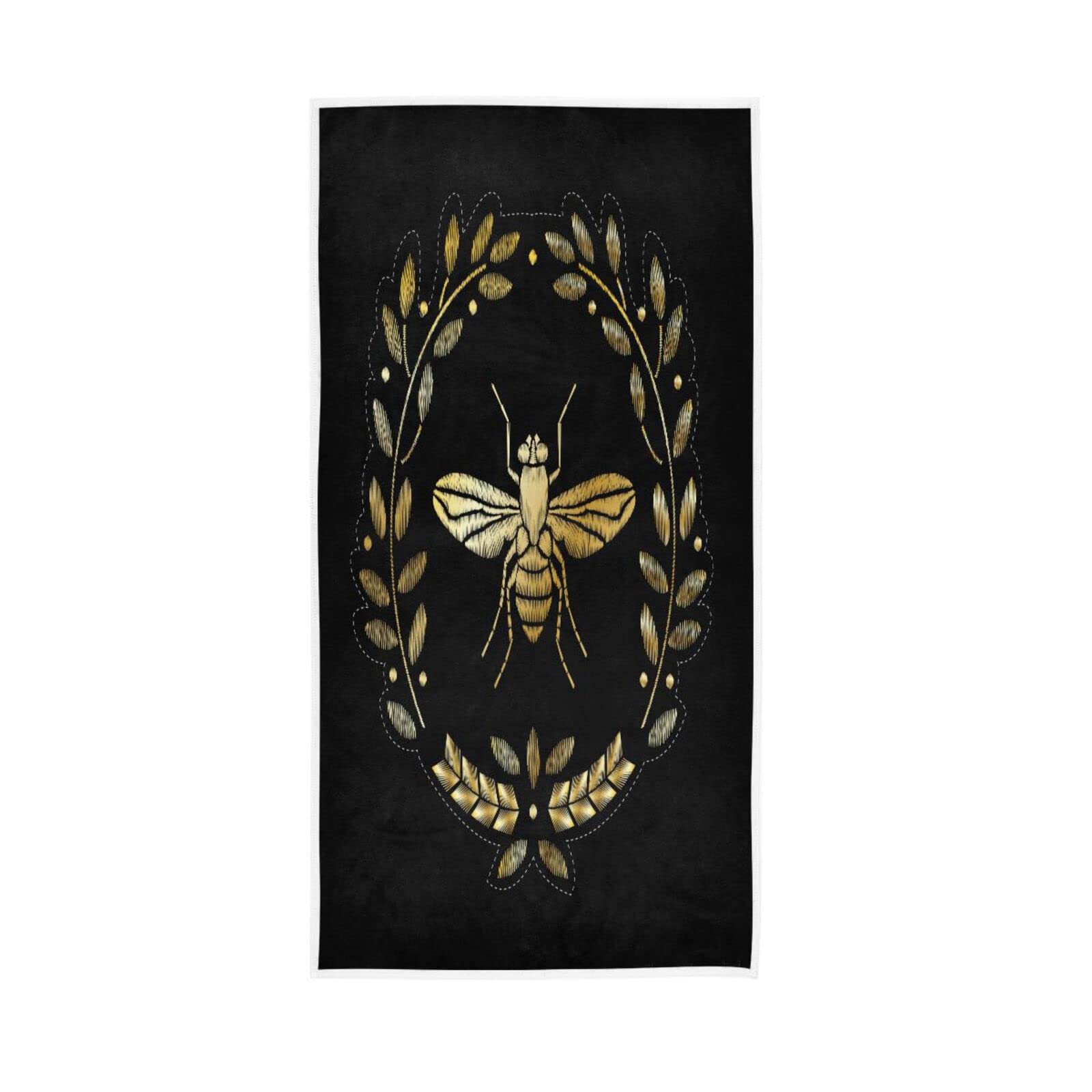 LSRCPD Golden Bee Finger Towels, 15 x 30 Inches Spa Towel, Bathroom Decorative Towels Hand and Face Towels