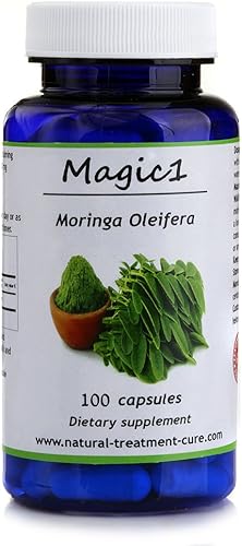 Hekma Center Hojas puras de Moringa Oleifera Muy Ricas en Vitamina D Vitamina C 100 Cápsulas para el Sistema Inmunológico y Salud General