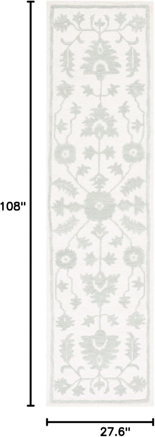 SAFAVIEH Metro Collection Runner Rug - 2'3" x 9', Ivory & Light Green, Handmade Wool, Ideal for High Traffic Areas in Living Room, Bedroom (MET707Y) 2'3" x 9' (Runner) Ivory/Light Green