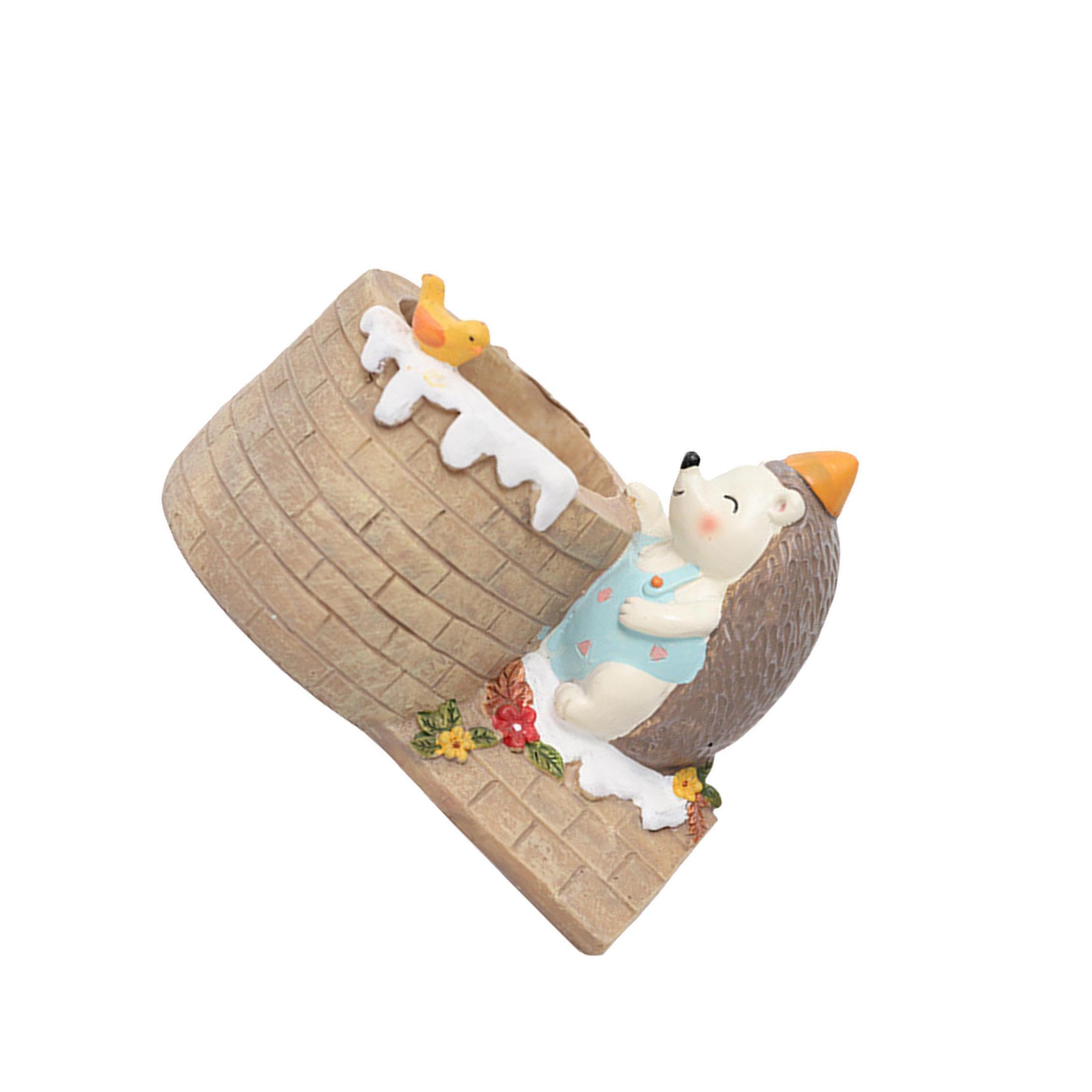 QUXVUIS Whimsical Hedgehog Planter Pot Unique Cartoon Vase for Creative