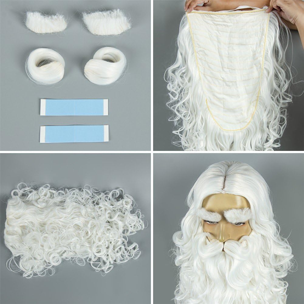 Ensemble Barbe Perruque De Père Noël, Accessoires De Costume Classiques pour Halloween, Noël Cosplay