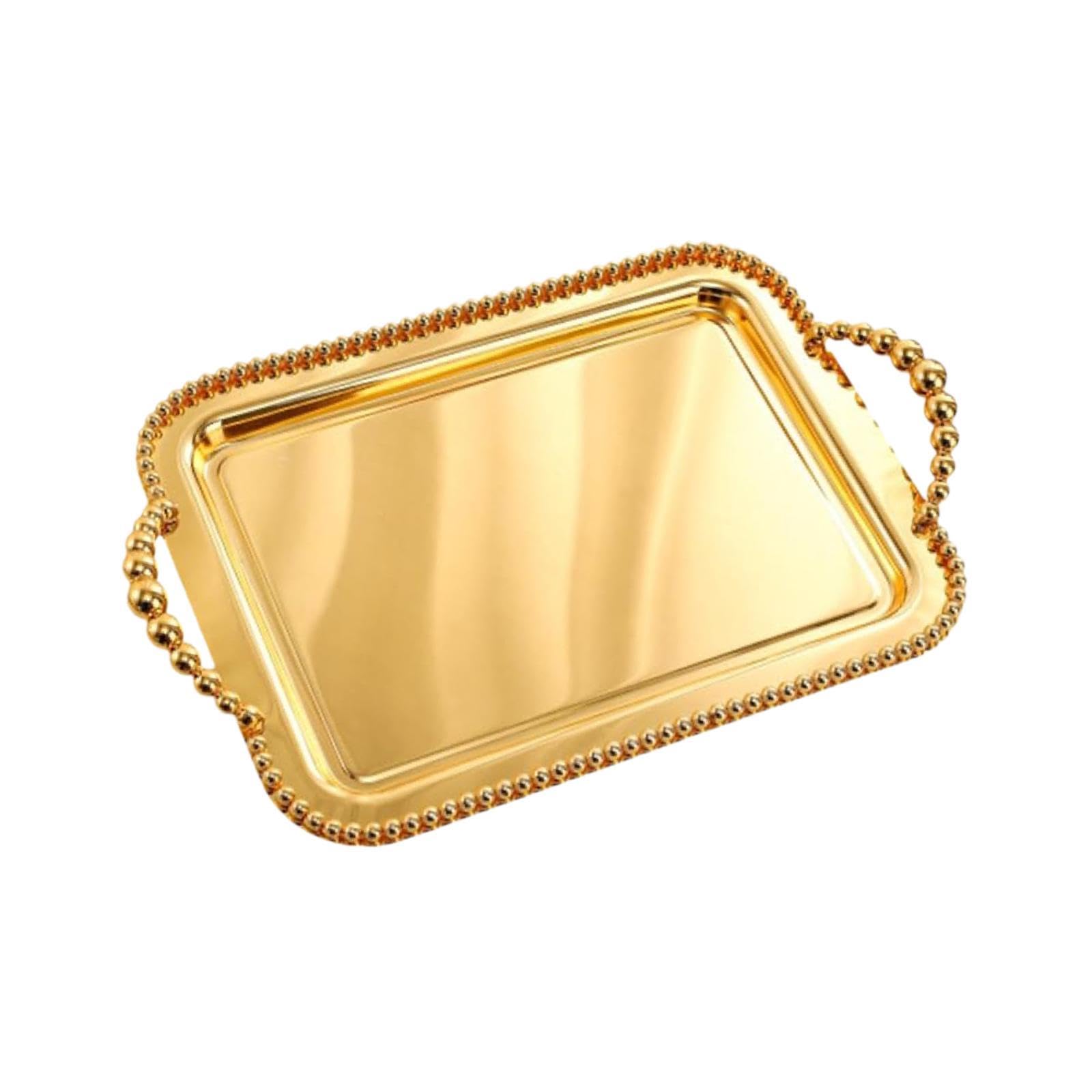 Bandeja Rectangular Antideslizante para Colocar Joyas Y Tazas de Té, Oro, Individual