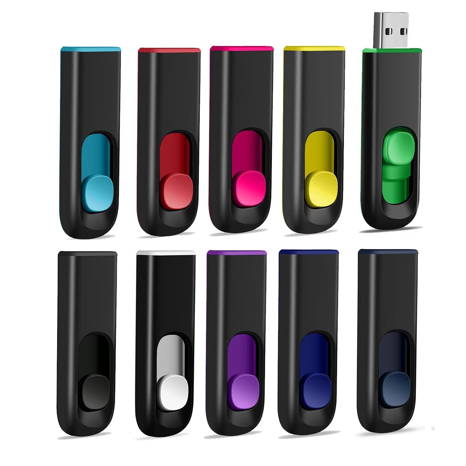 MAKACTUA Chiavette USB 64GB Pendrive 10 Pezzi, Unità Flash 2.0 Con Design Retrattile per PC