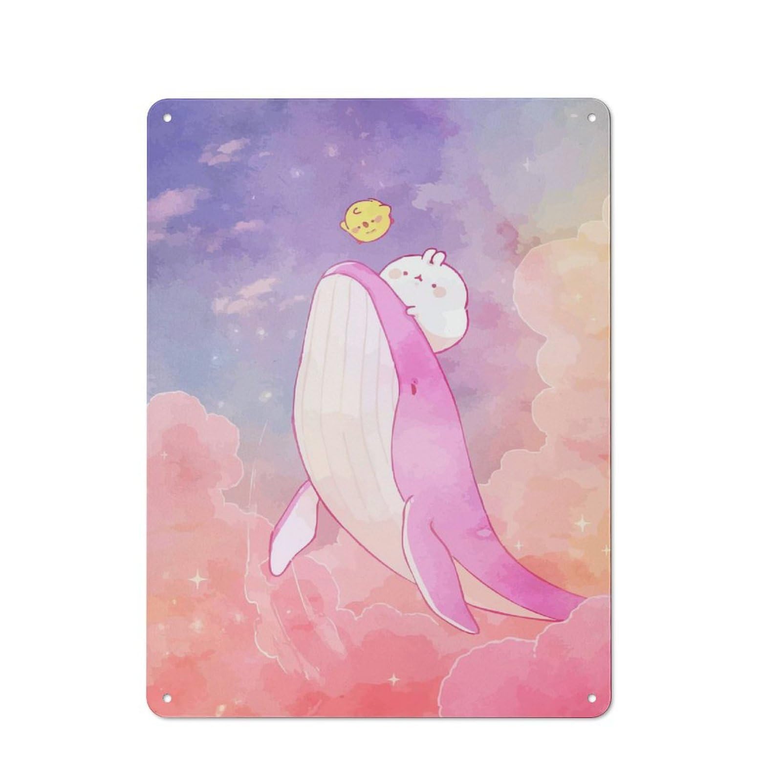 Junmoney Style-17 Smart Whale Rabbit Lemon Sky Office Metal Sign 40X30cm, Creative Space Decor For Home Office, Reading Corner Or Bedroom