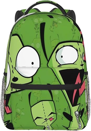 Miniatura 7 de Mochilas Invader Anime Zim Mochila ajustable para laptop Bolsa de hombro doble para mujeres hombres escalada compras trabajo, Negro -, Mochilas