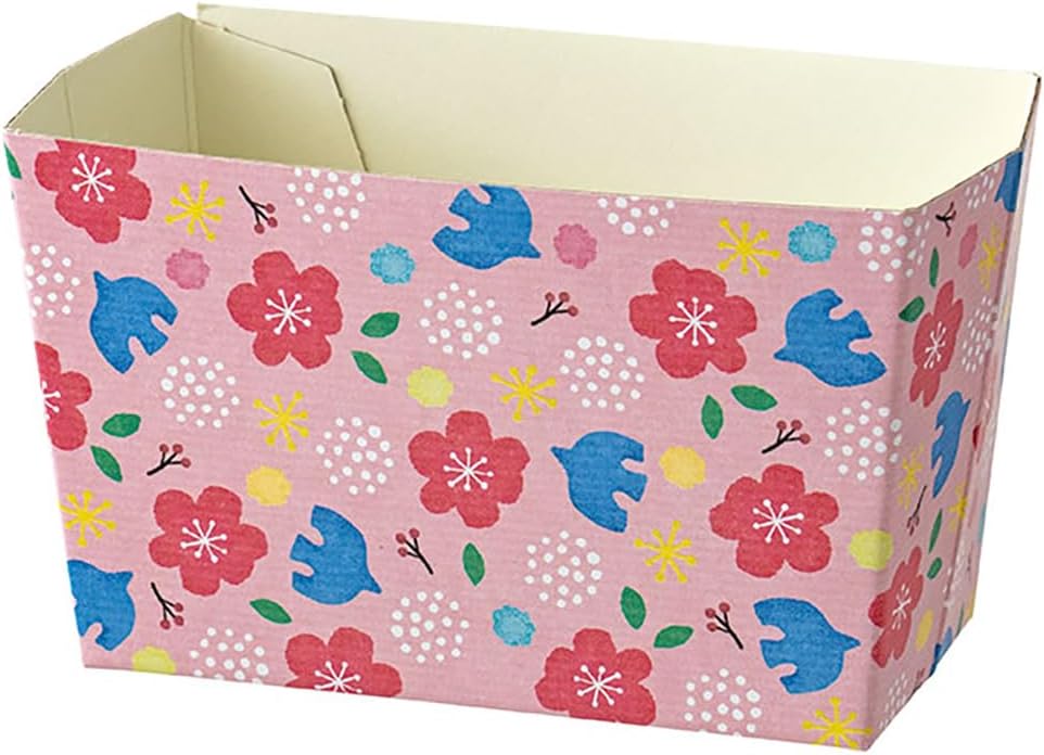 Heads WA-GT6 Gift Tray, Paper, W5.3 x D3.0 x H3.3 inches (W135 x D75 x H85 mm), Floral, Pink, 10 Sheets, Japanese Style Paper Tray, Floral Foam 1/4