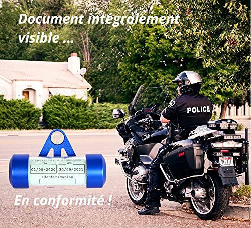 Porte Vignette Assurance Moto Tube, Accessoire Scooter/Moto Support De Vignette Assurance Etanche Bleu ✯Marque FRANÇAISE UGOZEN✯ 50x30 mm d'affichage pour Moto/Scooter/Quad - Image 3