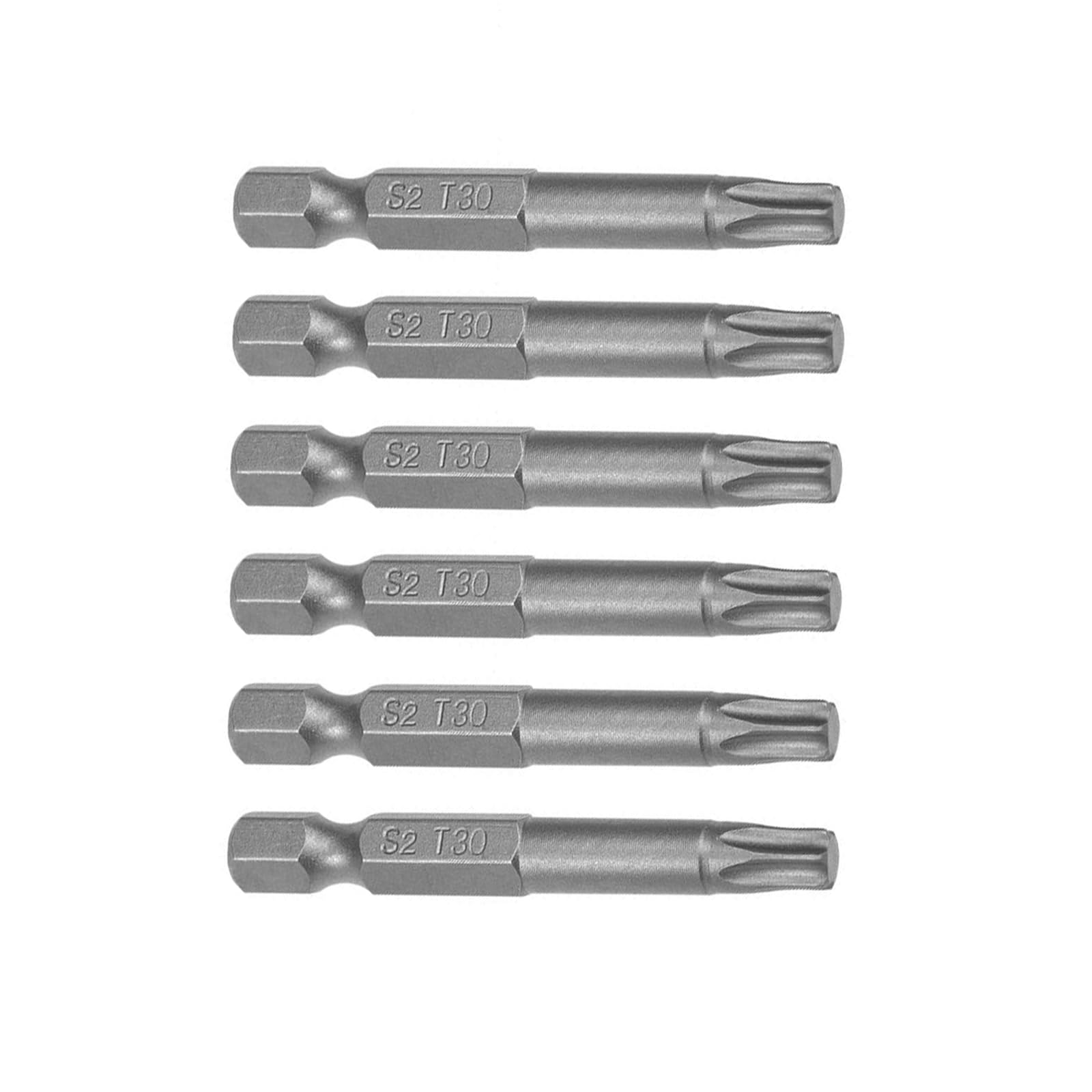 MACHSWON 6 Pcs T30 Magnetic Torx Screwdriver Bits, 1/4 Inch Hex Shank 2-inch Length S2 Power Tool — image 1