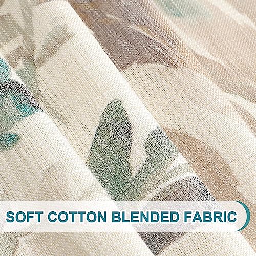 Image of MYSKY HOME Floral Curtains 102 inch Long for Living Room Bedroom Light Filtering Window Grommet Drapes for Dining Room, 52x102 Inch, Brown and Natural, Set of 2
