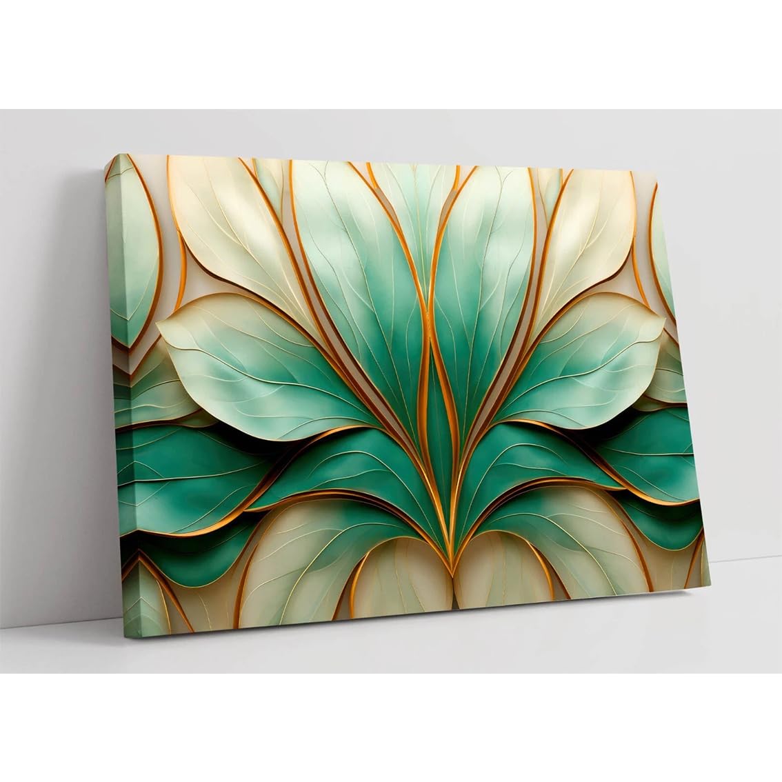Tableau abstrait vert et blanc en toile DFZEWKI 50x75 cm - 8