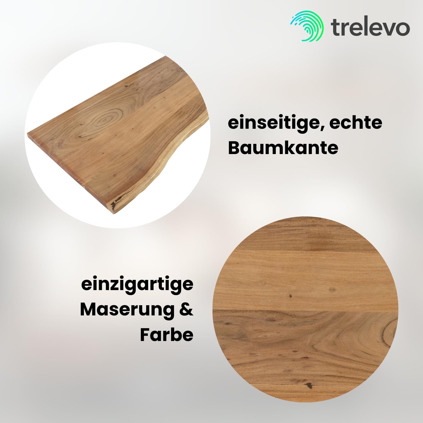 Holzplatte 80x50 cm, Akazienholz massiv 26mm, naturfarben, Zuschnitt nach Maß, Baumkantenplatte für Bastler und Heimwerker