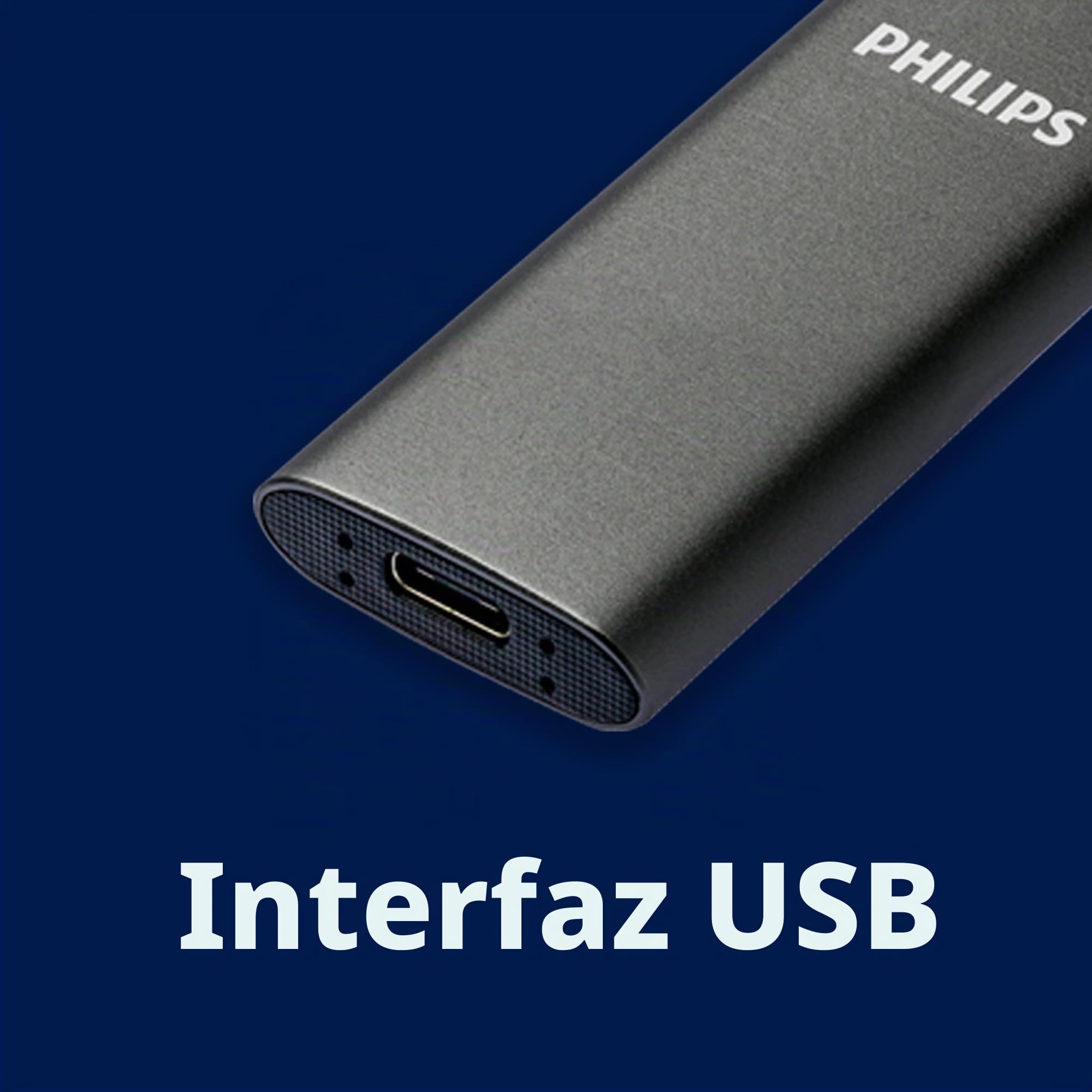 Philips SSD Externo portátil de 250 GB - Ultra Slim SATA Ultra Speed USB-C, Velocidad de Lectura de hasta 250 GB/s, Aluminio