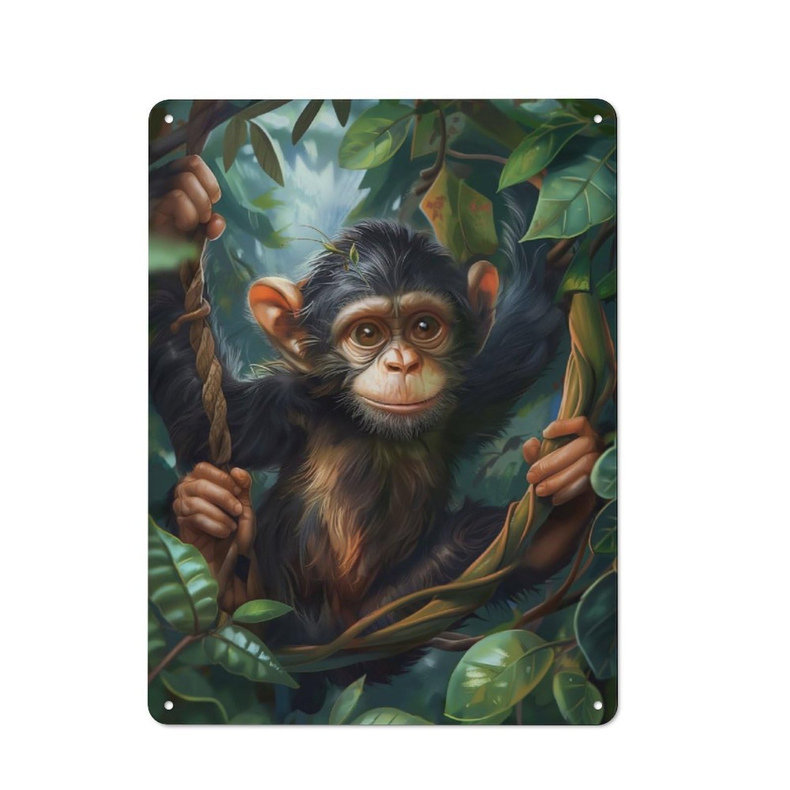 Junmoney Monkeys Mischief Retro Tin Wall Plaque 40X30cm For Home Office Or Studio, Wall Decoration For Home Offices And Studios