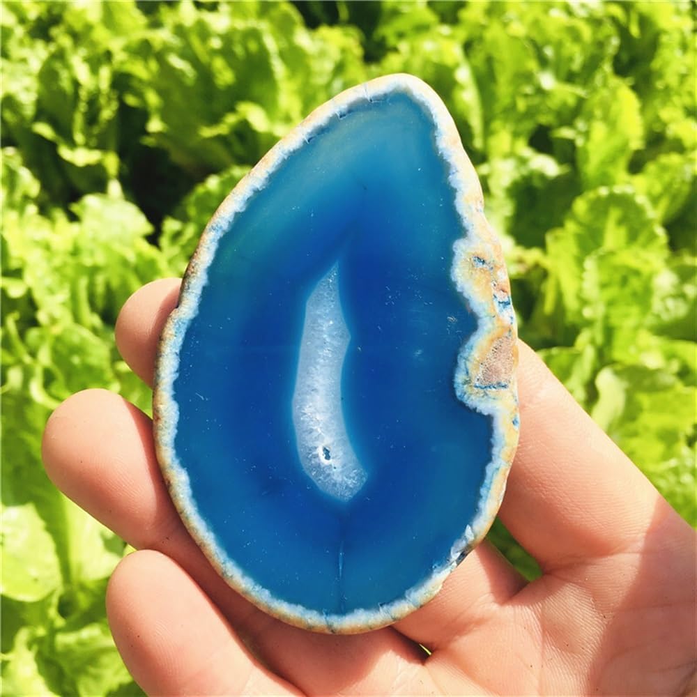 Large Blue Agate Geode Polished Quartz Crystal Ornaments (Size : 2pc)