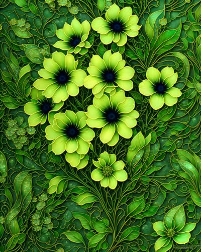 Affiche Soft Green Blossoms salon nature déco zen 58x90
