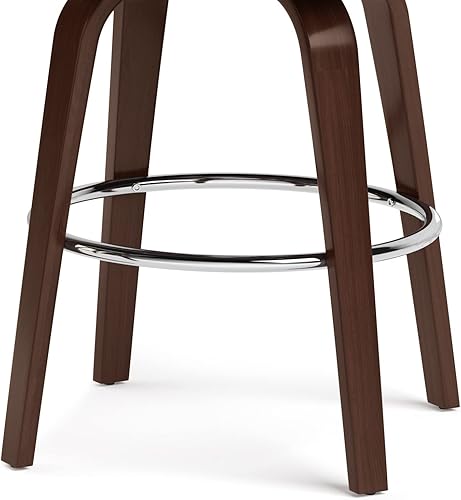 Miniatura 7 de SIMPLIHOME Ellison - Taburete contemporáneo de madera curvada (2 unidades) en piel sintética vegana crema, para comedor y cocina