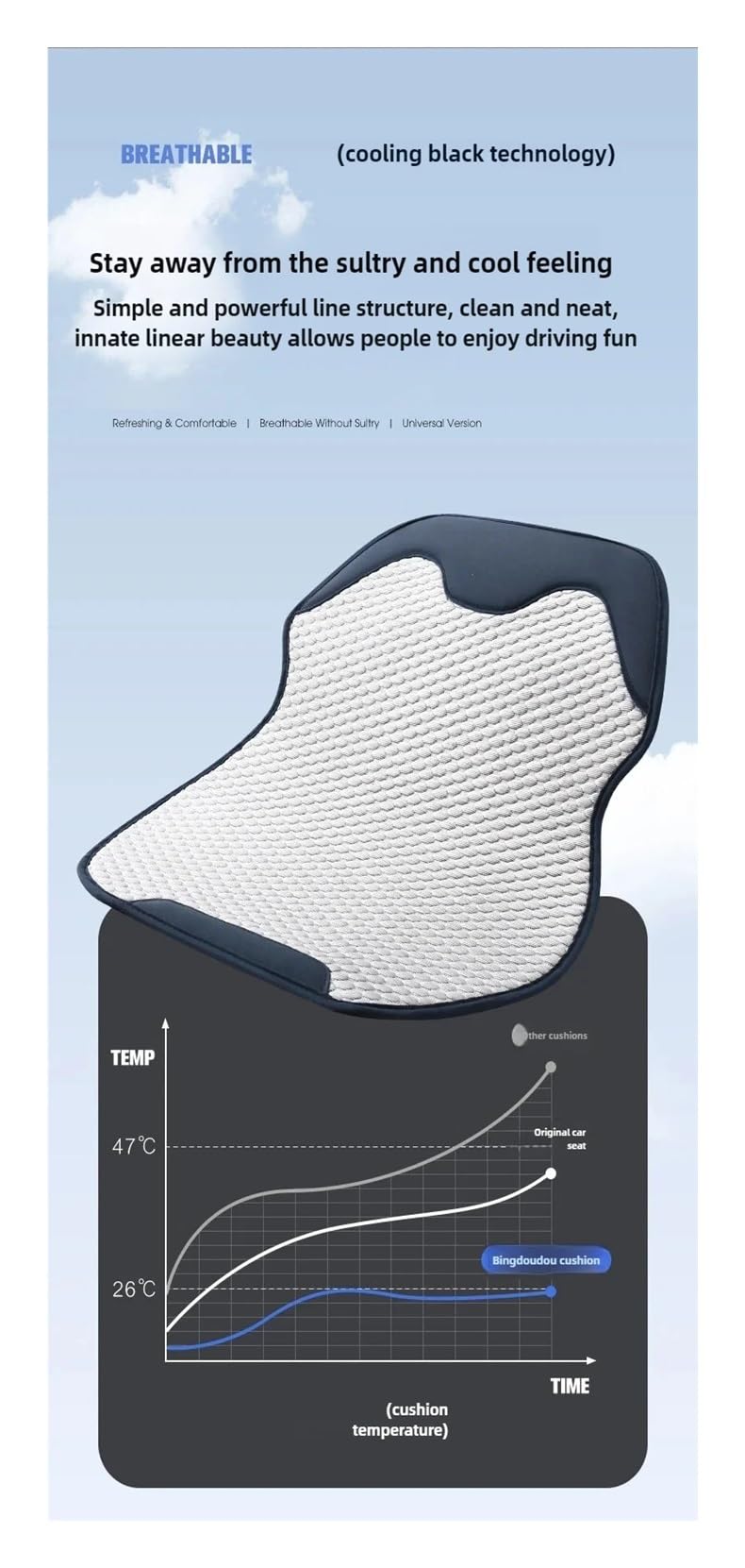 Autositzbezüge Universelles Autositz-Schutzkissen Aus Eisseide, Innenzubehör – Kühlend, Atmungsaktiv Und Schweißabsorbierend(Front white)