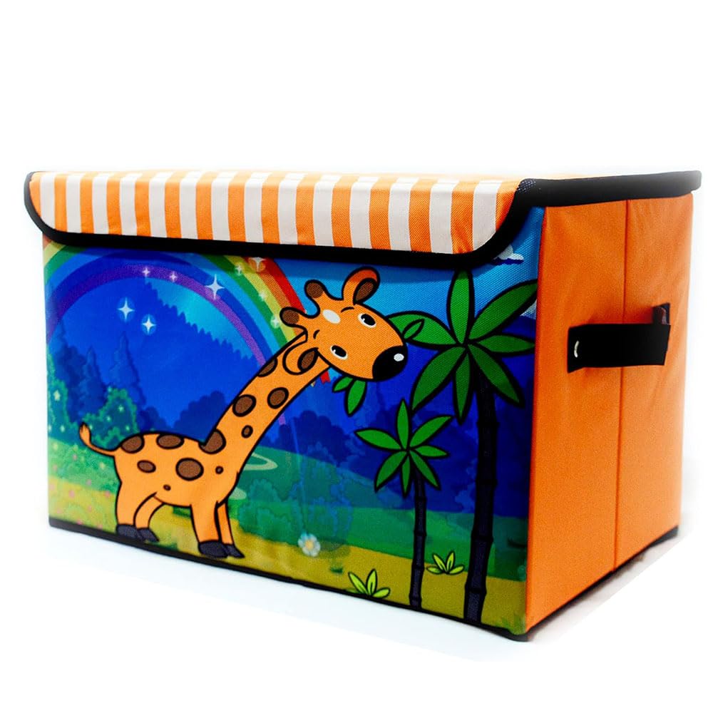 Joyzzz Toy Storage Box Chest for Kids, Giraffe Foldable Large Kids Toy Chest with Flip-Top Lid, Collapsible Fabric Animal Toy Storage Organizer for Toddler with Lid Children and Baby Nursery