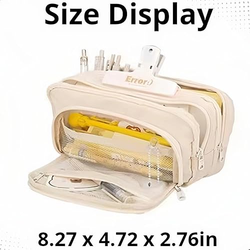 Miniatura 5 de Estuche para lápices de gran capacidad, 3 compartimentos, bolsa grande para lápices, estuche para lápices, organizador de almacenamiento simple,