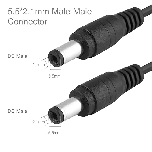 Miniatura 2 de Onite Cable de extensión macho a macho de 3.3 pies, cable adaptador de corriente CC de 0.217 x 0.083 in, para tira LED, cámara de vigilancia, cámara