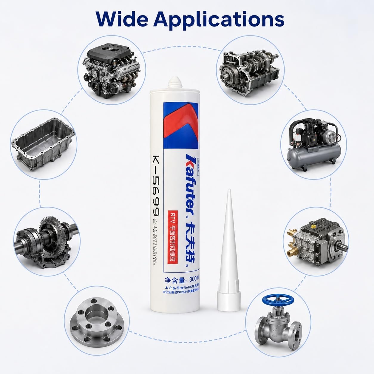 VIDOO Kafuter K-5699 Adhésif Joint Liquide Carter d'Huile, Colle Mastic de Fixation pour Machine Lourde, Cartouche 300ml