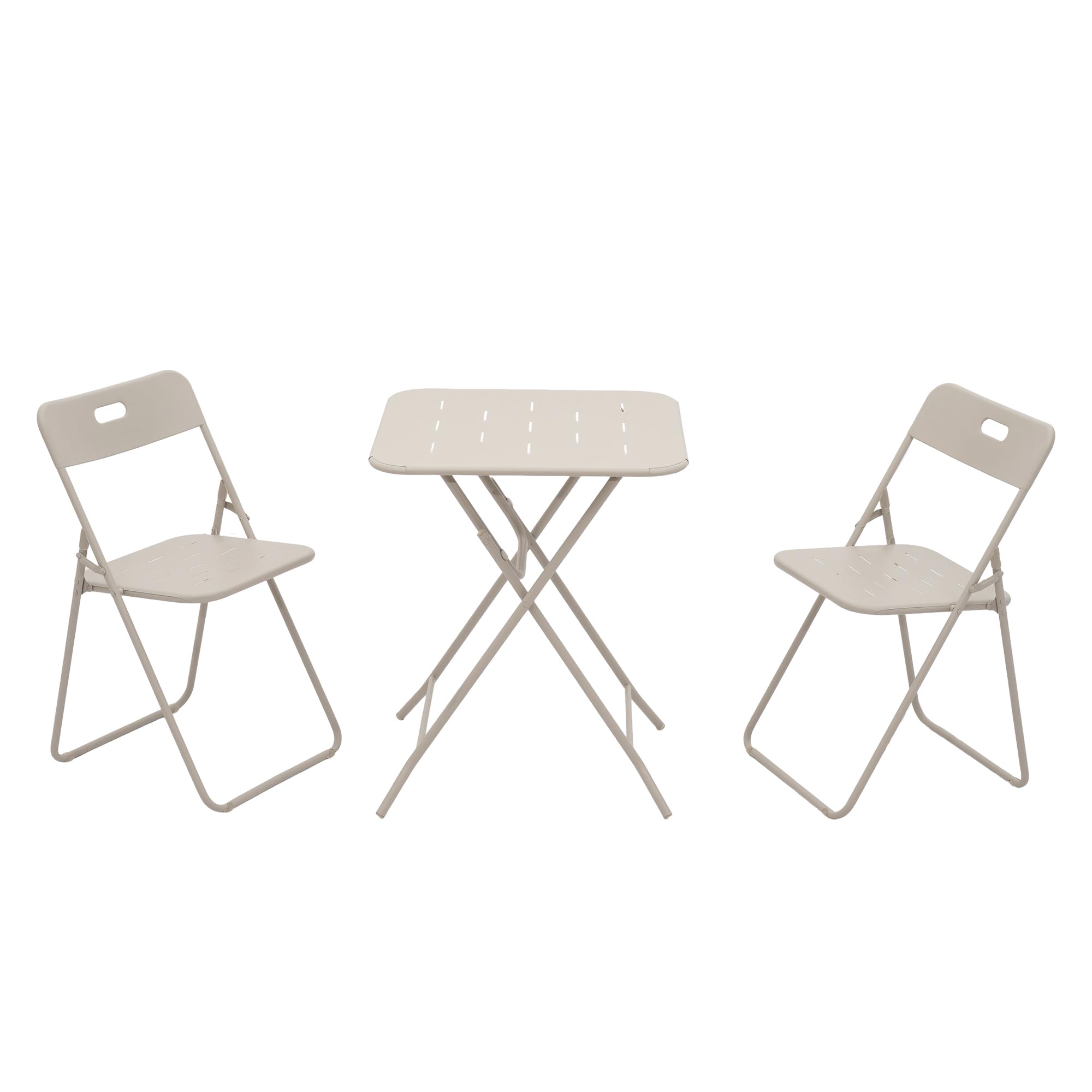 Set da bistrò pieghevole da esterni, 3 pezzi, rivestimento E, 2 sedie e 1 tavolo, resistente alle intemperie, set di conversazioni per esterni/interni, beige