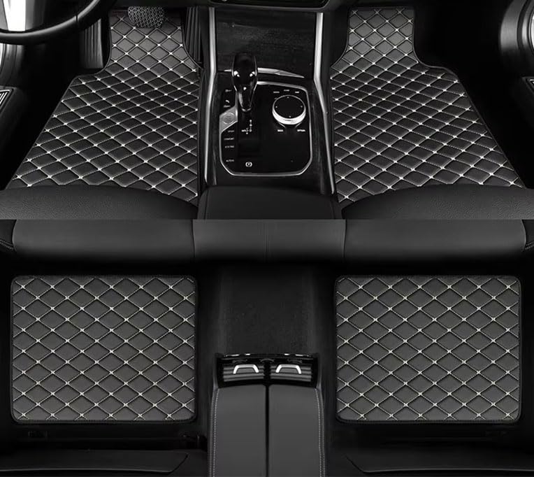 Car Floor Mats for Chevrolet Camaro (Bj. ab 2016) Accessories, Waterproof Non-Slip Leather Carpet Cover Front Rear Set Floor Mats Carpets Protection,Black-Beige