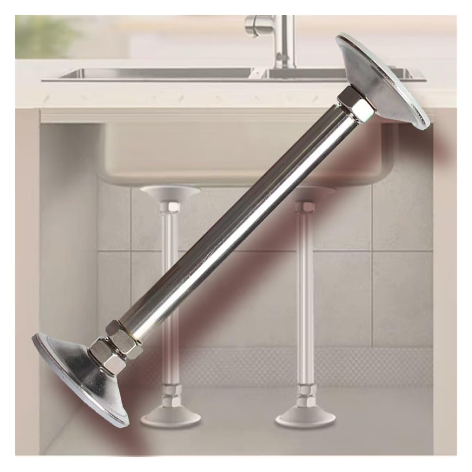 DHetyE Sink support legs Sink Support Legs Stainless SteelUndermount Basin Brackets AdjustableKitchen Poles Telescopic(Height 25 35cm(9.8" 13.8"))