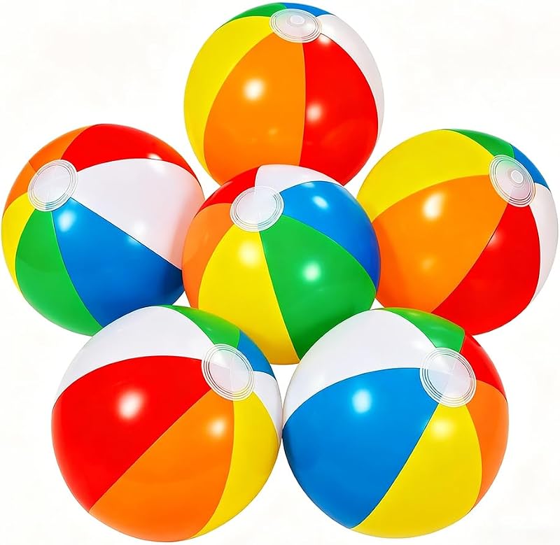Inflatable Beach Balls, 12 Inch Rainbow Beach Ball Bulk, Beachball Inflatable Swimming Pool Beach Toys for Adults Kids Birthday Luau Summer Water Games Gifts Hawaiian Tropical Party Decorations
