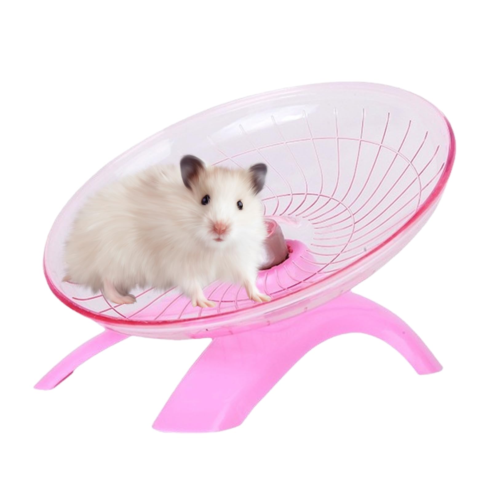 Hamster Flying Saucer Silent Running Wheel, 7 Inch, Suitable for Guinea Pigs, Hamsters, Hedgehogs and Other Small Animals to Ensure Safe Exercise (Pink)