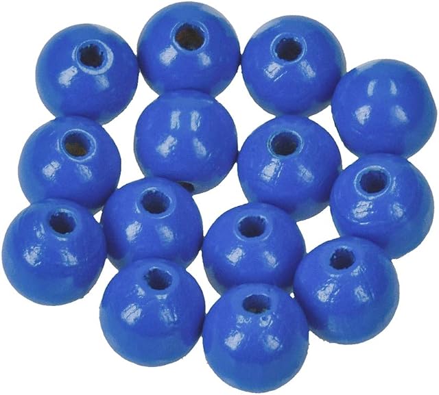 Efco 1400848 10 mm 53-Piece Wooden Beads Hole, Middle Blue