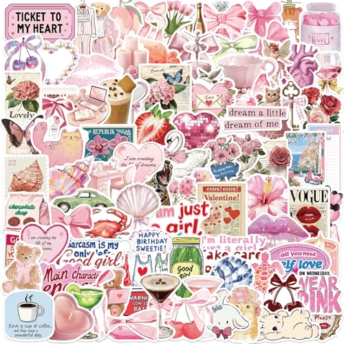 200PCS Cute Coquette Stickers Vintage Aesthetic Stickers Pink