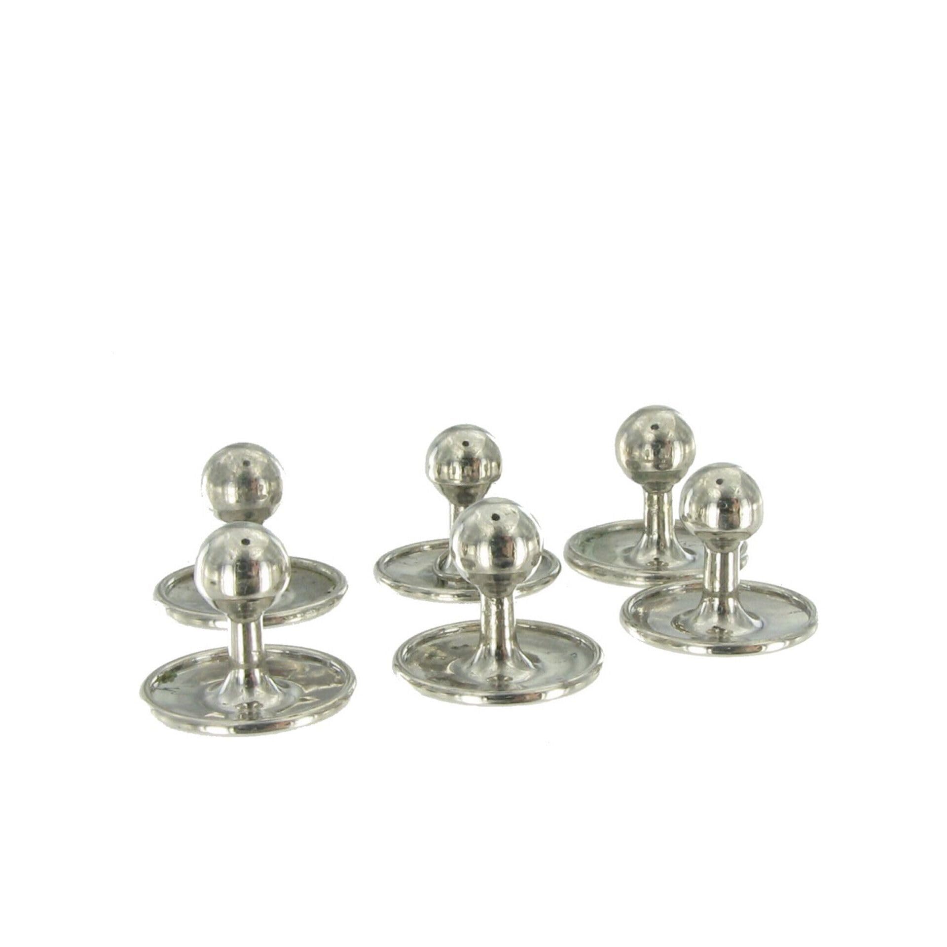 Tuxedo Studs Silver Tone Collar Buttons Shirt Formal Wear Wedding - Set of 6 Fashion Studs Trendy Accessories Stylish Additions