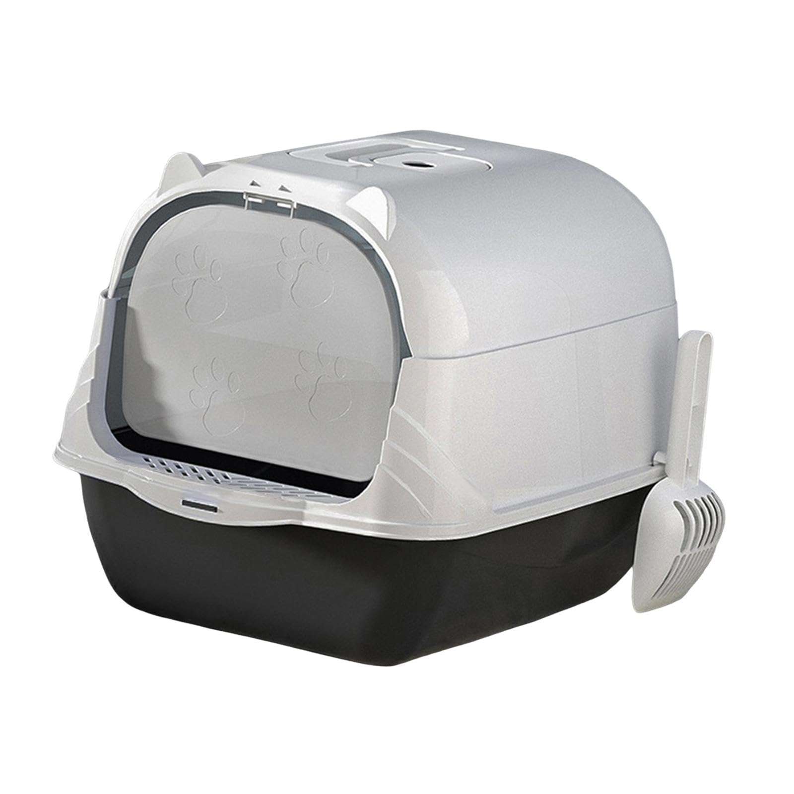Fully Enclosed Cat Litter Box with Hood and Handle Durable with Flap on Front